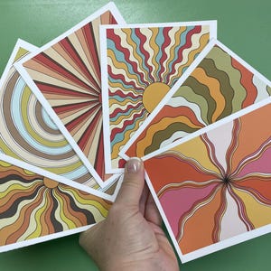 Bohemian Mid Century Gift Set with Envelopes and Rainbow Notecards