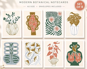 Inspired Mid Century Design Plant Note Cards with Gift Box and Stickers Available