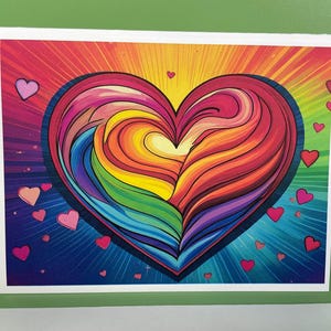 Set di biglietti di auguri Vibrant Heart Note – Perfetto per matrimoni, amore, apprezzamento! Confezione regalo con buste e adesivi sigillanti opzionali. Pop Art FUN!