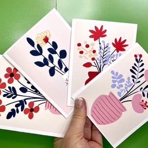 Cartes de correspondance florales bohèmes provinciales : 7 ou 14 cartes avec enveloppes. Autocollants en option, parfaits pour les remerciements et les cadeaux ! Gai lumineux