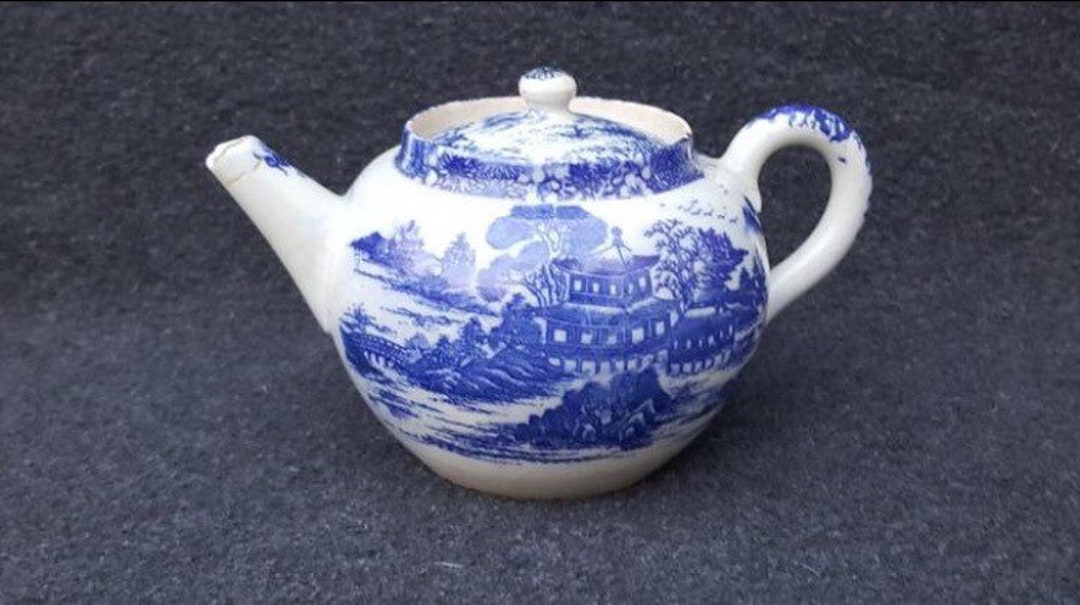 Antique Japanese Teapot in Blue White Etsy