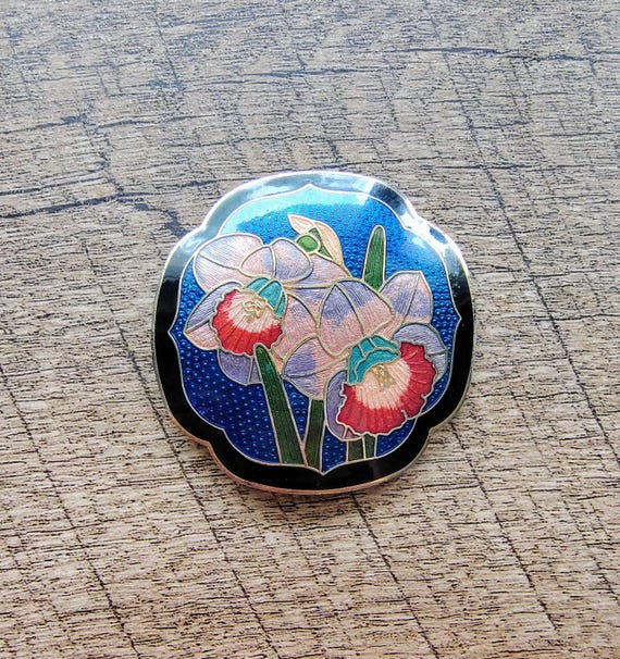 Vintage Cloisonné Belt Buckle Vintage Cloisonne Belt Buckle: Gold Metal Butterfly Floral  main image 3