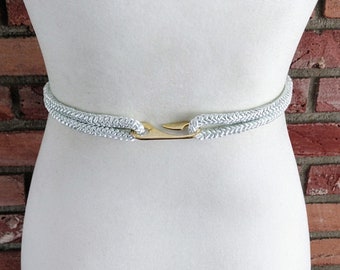 Vintage Braided Rope Belt: Pastel Colors, Faux Pearl  display picture 1