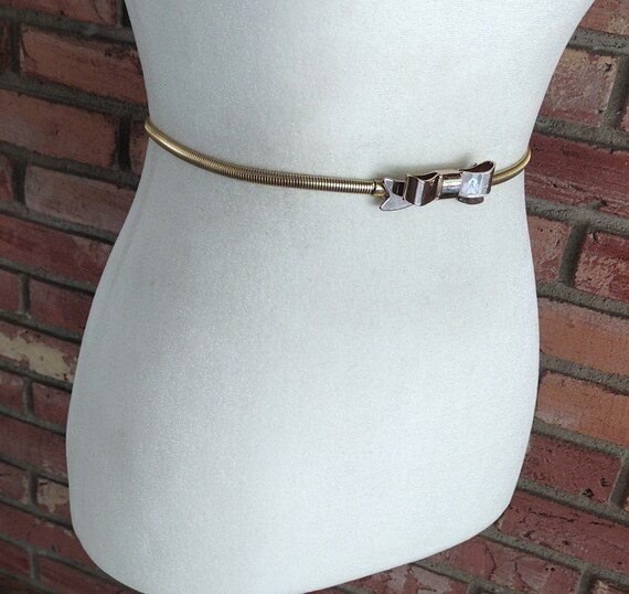 Vintage Snake Belt Gold Metal Bow Shape Metal Buckle Thin  display picture 2