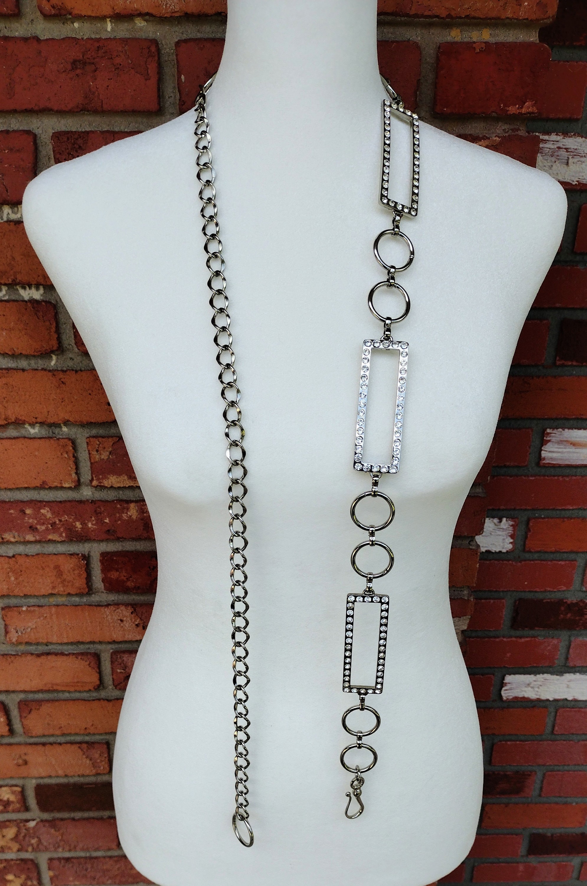 Vintage rhinestone chain belt 24” - 35” silver Making An Appearance Rhinestone Chain Belt - Silver  main image 2
