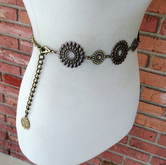 Vintage Chain Belt Gold and Silver Metal Round Circle… - Gem