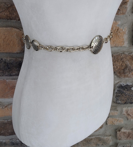 Vintage Chain Belt Gold Metal Round Circle Solid … - image 2