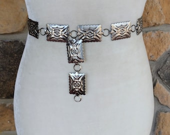 Vintage Concho Belt Silver Metal Rectangle Concho Southwest Design Retro Southwest Western