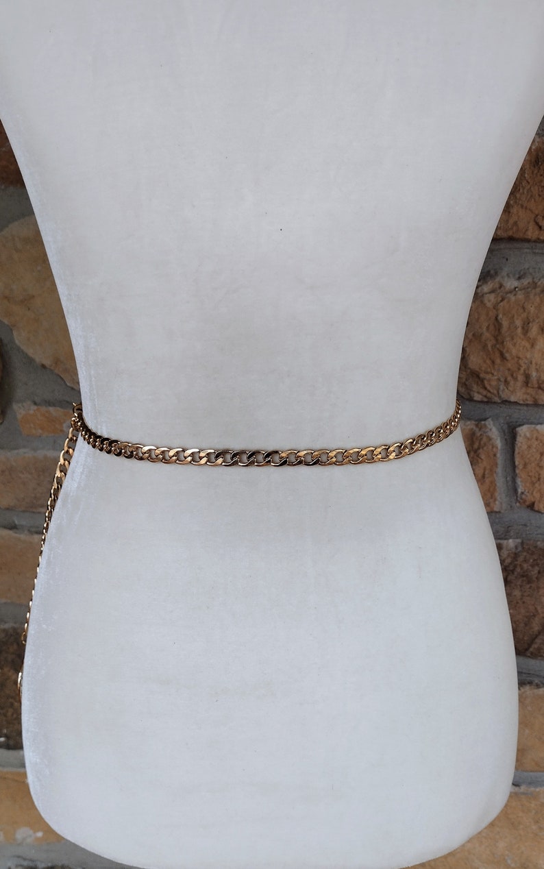 Vintage Belt Gold Metal Triple Curb Chain Gold Circle Etsy