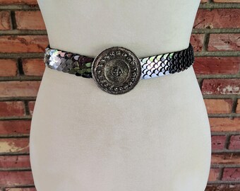 Vintage Silver Stretch Metal Belt | 35”-42” - Etsy display picture 1