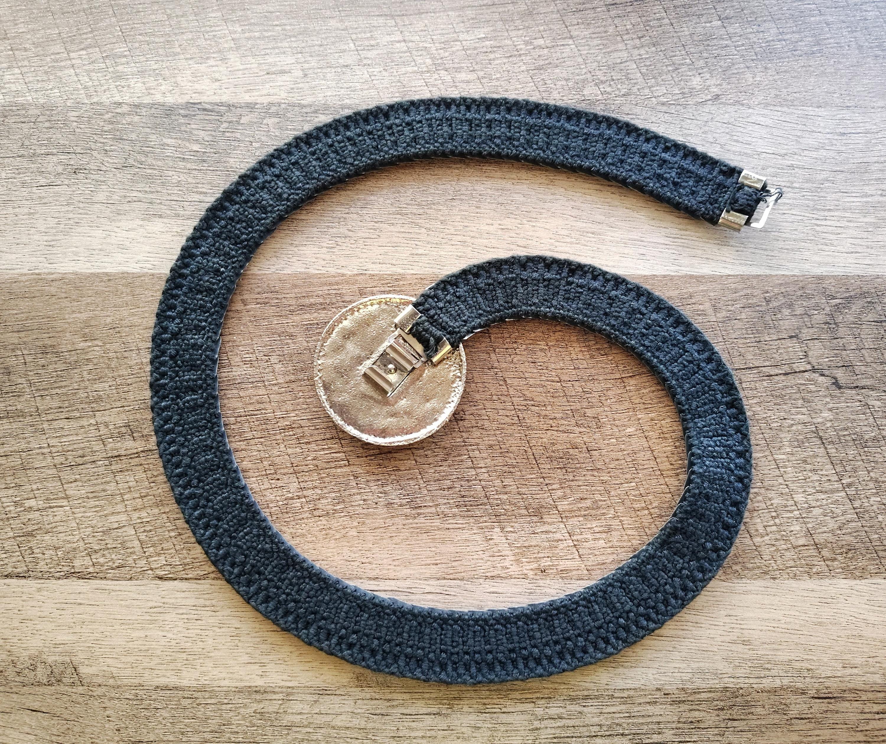 ?Vintage Silver Metal Scale Stretch Belt Vintage Silver Metal Stretch Belt: Snake Scale Disco Design  main image 2