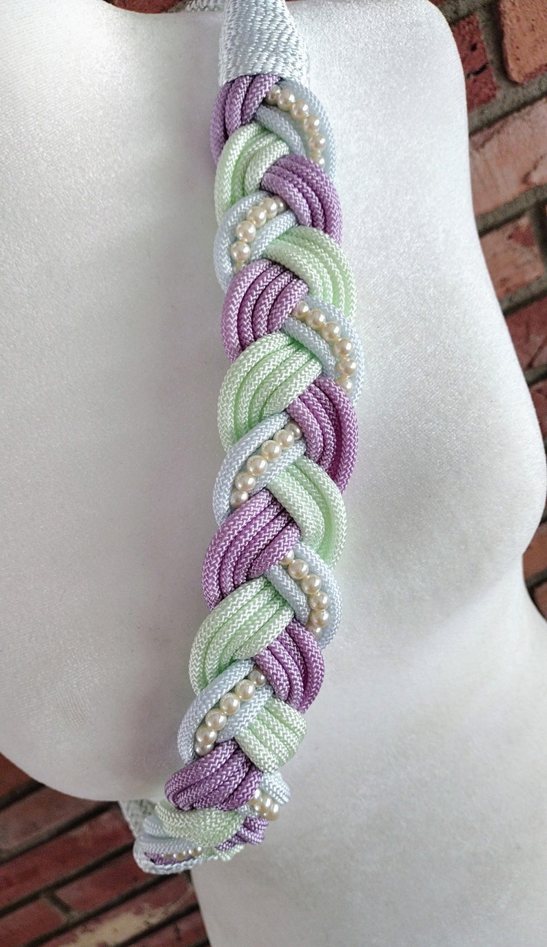 Pastel Roping Vintage Braided Rope Belt: Pastel Colors, Faux Pearl Embellished - Etsy