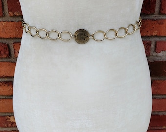小物 queen elizabeth gold coin chain belt Womens Chain Belt Gold Small-Medium VTG Swag Coin Dei Gratia