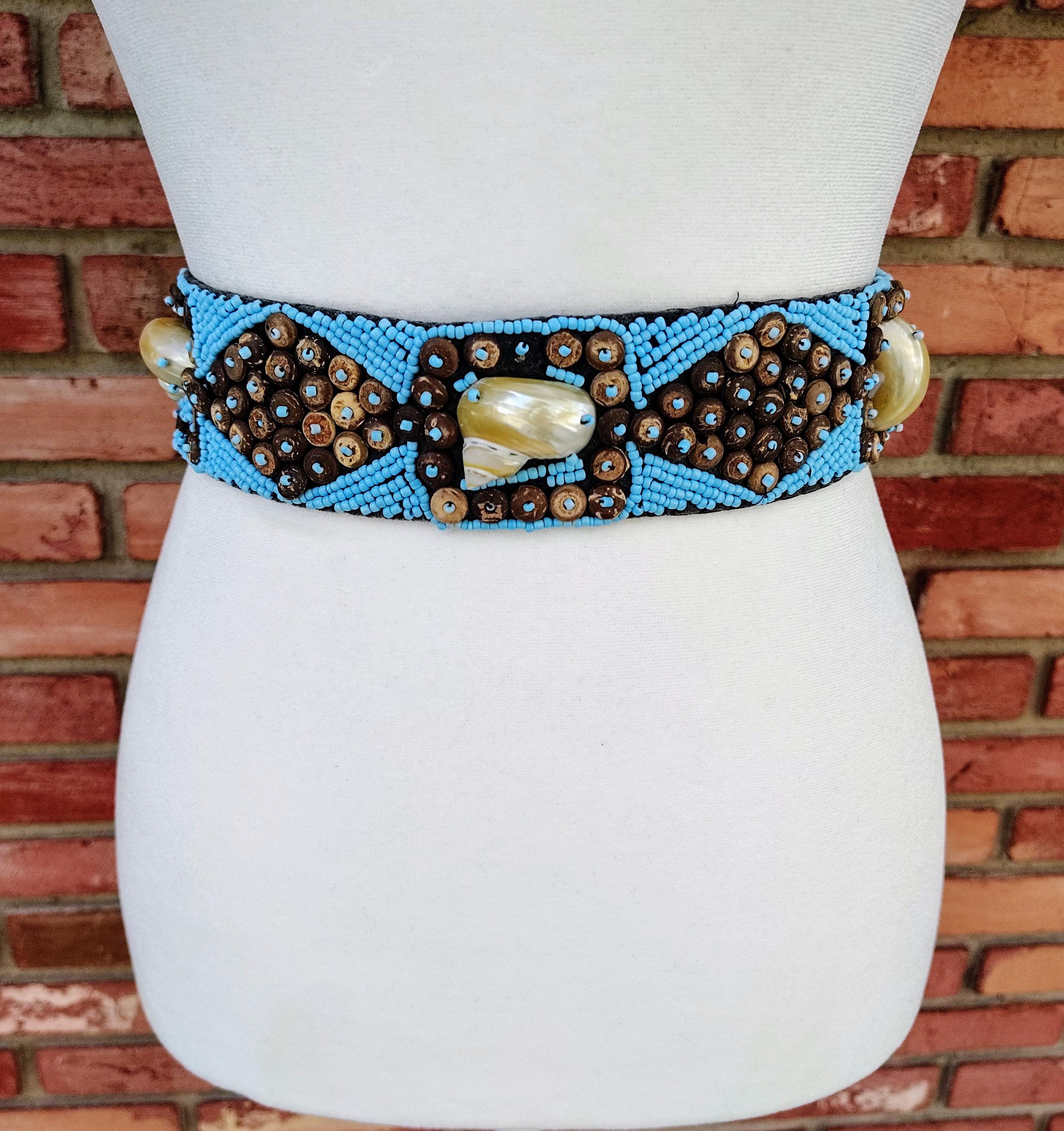 Western Gypsy Boho Belt Beaded Stone Stretch Belt Boho Beaded Statement Belt, Wide Waist Belt With Gemstones  main image 2