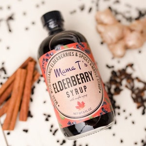 Mama T&#39;s Organic Elderberry Syrup 8oz, Vegan/Infant Recipe