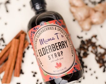 Mama T's Organic Elderberry Syrup 8oz, Vegan/Infant Recipe