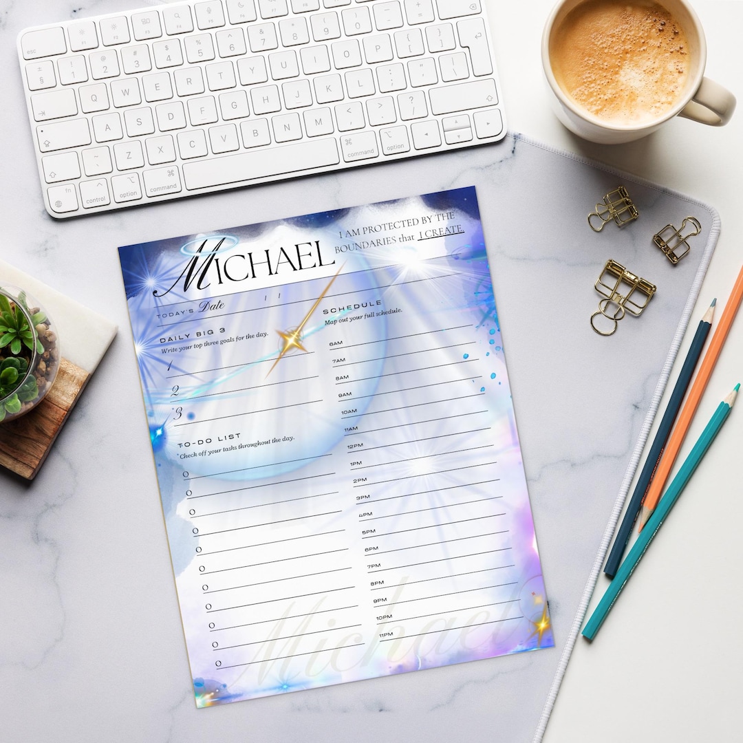 Archangel Michael Daily Planner Notepad | Blue Energy Reiki-infused ...