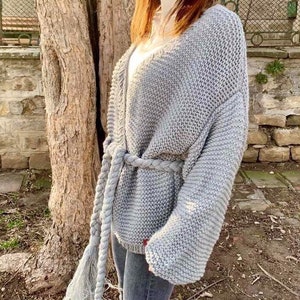 Oversized vest, grijs vest, kort vest, trui, bolero, handgebreide trui, dikke vest, cadeau voor haar