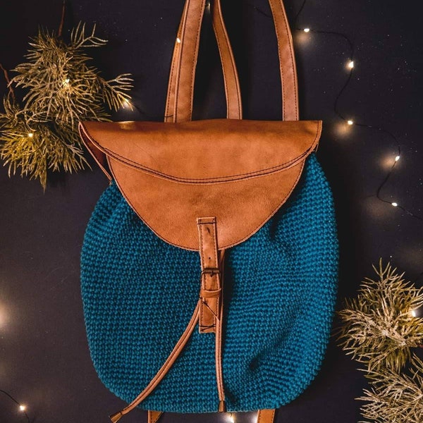 Bucket Bag, Elegant Crochet rucksack-bag, Woman Bag, Handmade,Black Crochet rucksack, One of a kind, handmade bags for women , Crochet Bag