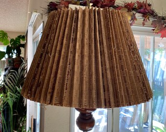 Vintage MCM 1970’s Wood Pleated Accordion Hanging Boho Swag Lamp