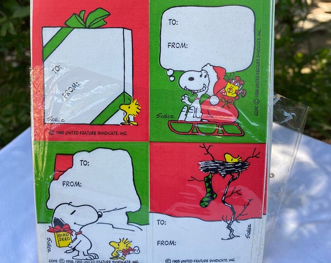 Vintage 1960s Peanuts Snoopy Gift Tags Sticker Labels Etsy