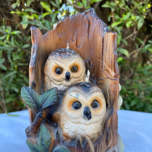 1970's Boho Vintage Owl Candle