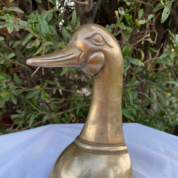 Single Vintage MCM Solid Brass 1970's Duck Book End