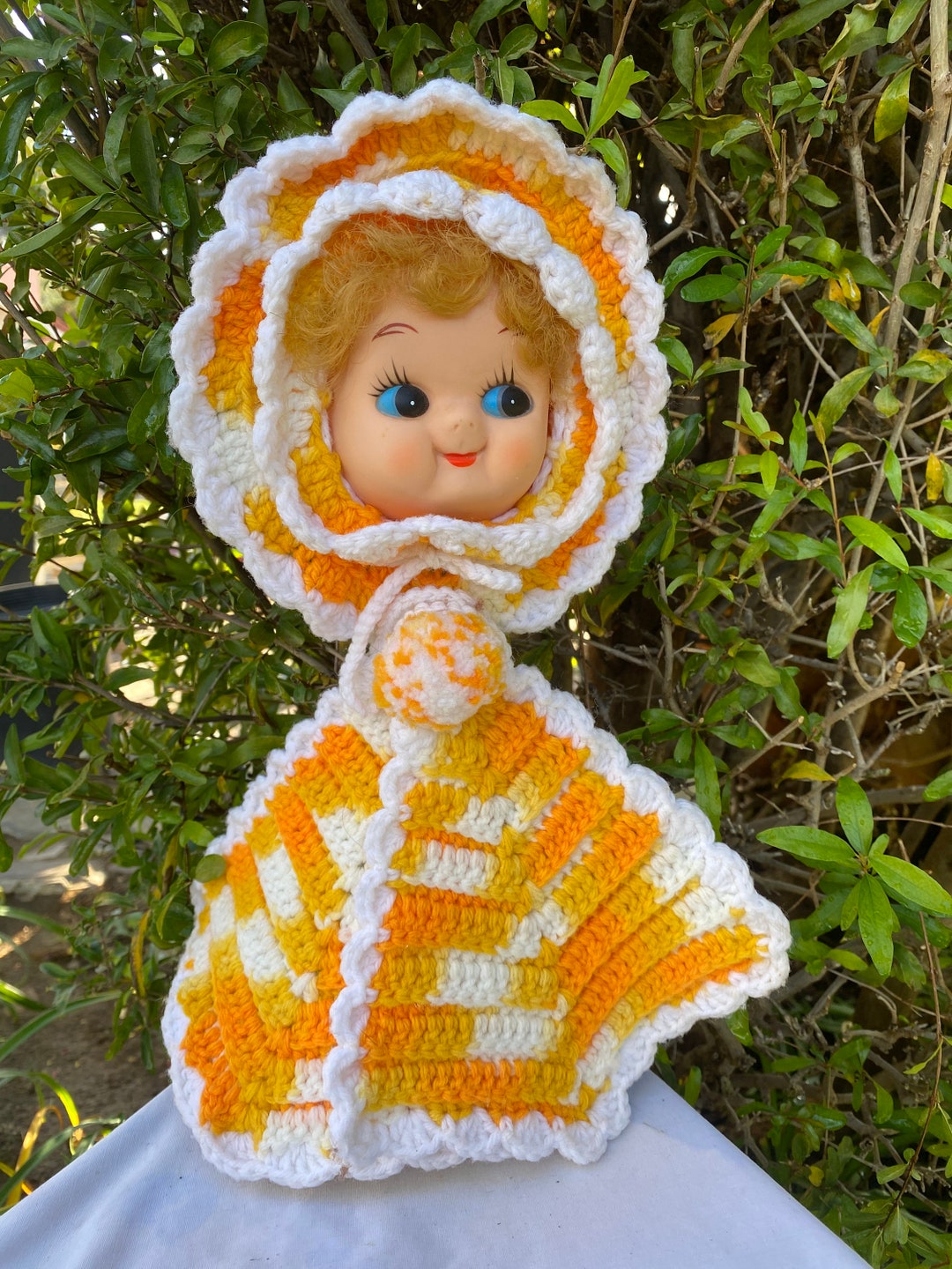 Vintage Handmade Crochet Doll Face Pot Holder Wall Hanging Etsy