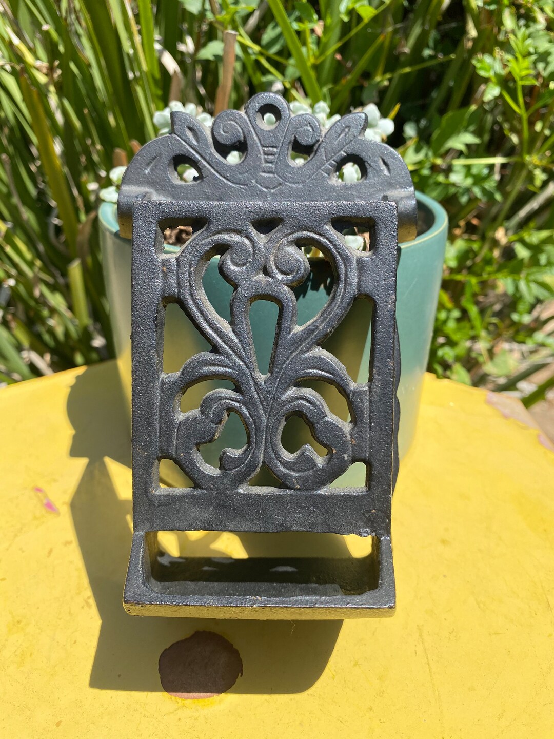 Vintage 1950's Cast Iron Outdoor Match Holder Etsy