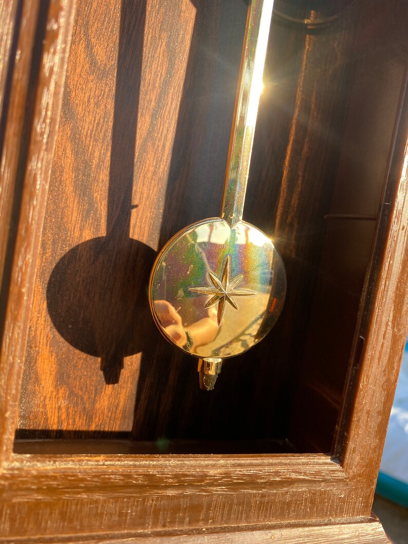 Vintage Lux Faux Wood Table Top Atomic Grandfather Clock Etsy