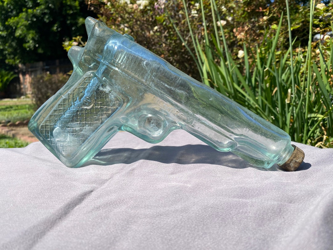 Vintage Hijos De Villa Tequila Pistol Decanter Glass Handgun Etsy