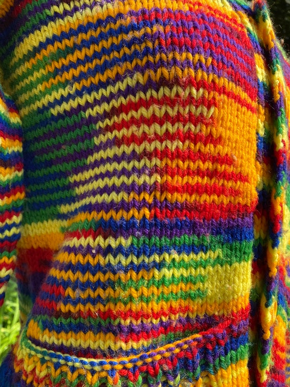 Vintage Handmade Rainbow Knit Cardigan, Pride Swe… - image 3