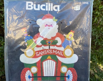 Vintage 1960’s New Old Stock Bucilla Jeweled Christmas Santa's Mail Box Kit