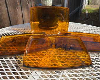 MCM Vintage Lucite Tortoise Shell Bareware Snack Trays