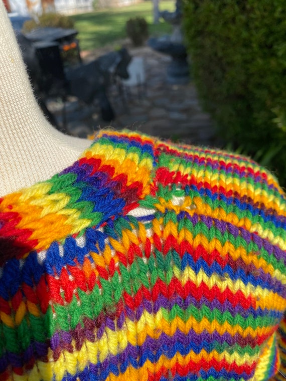 Vintage Handmade Rainbow Knit Cardigan, Pride Swe… - image 6