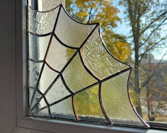 Gothic Suncatcher Halloween Web Corner Stained Glass Horror Home Decor Spooky Ornament Window Decor Autumn Decor Witch Gift