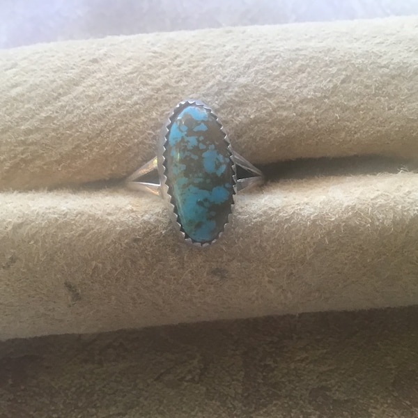 Ladies SZ 9 Turquoise Ring 9.25 Sterling Silver Cecil Tsosie