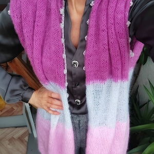 Mohair colorful cardigan vest