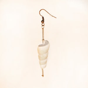 Single earring - real shell / snail, 7.5 cm length