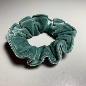 Sage green velvet scrunchy