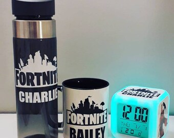 personalised fortnite alarm clock digital led colour changing teenage gift - fortnite alarm clock uk