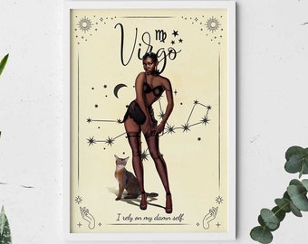Virgo Zodiac Print, Recycled Cotton Canvas Art