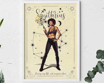 Sagittarius Zodiac Art Print: Trippy Astrology Wall Decor