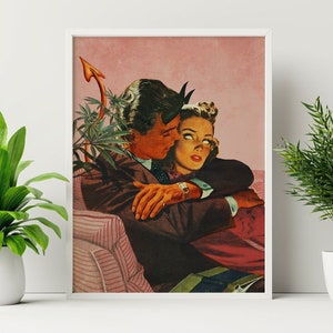 Devil Affair (Sztuka z marihuaną, Sztuka z marihuaną, Plakat z marihuaną, Sztuka retro, Sztuka ścienna psychodeliczna, Sztuka vintage, Pop Art, 420 prezentów, Sztuka diabła)