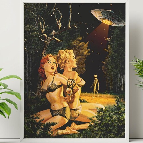 No Escape (UFO Art, Trippy Wall Art, Retro Art, Cosmic Art, Vintage Art, Space Art, Art Print)