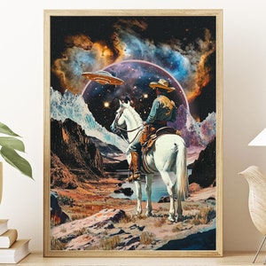 Western Fantasy (Poster Cowboy, Paesaggio Western, Decorazioni Western Moderne, Poster Cavalli, Collage di Paesaggi, Collage di Montagne Surreali)