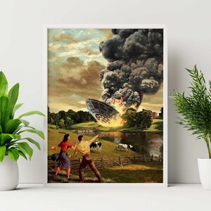 WTF (UFO Art, Trippy Wall Art, Retro Art, Cosmic Art, Vintage Art, Space Art, Art Print)