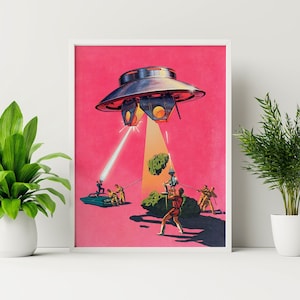 Wächter Der HERB Kunst: Trippy Retro UFO-Druck