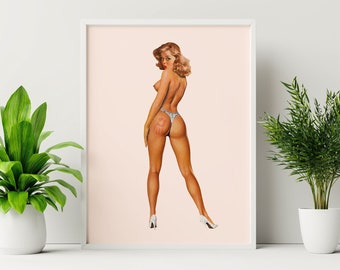 Spanked Pin-Up v2 (Pinup Girl, Pin-up Art, Retro Art, Vintage Art, Bad Girl, Art Print, Pin up Print)