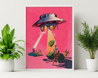Guardians Of The HERB (UFO Art, Trippy Wall Art, Retro Art, Cosmic Art, UFO Wall Decor, Space Art)